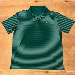 Masters Tech Polo Green Striped Augusta Size XL Men